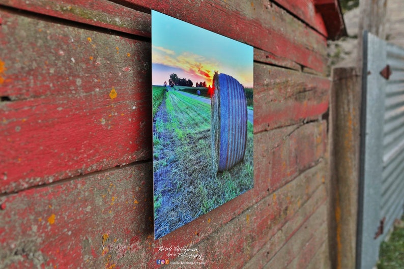 America USA Bale patriotic country life farming baling Red white and blue South Dakota sunset photography by Nicole Heitzman