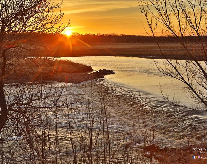 James River Spillway Sunset Milltown South Dakota Metal Print Photo by Nicole Heitzman