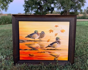 Jesienne refleksy, obraz z kaczką drzewną, prezent dla mężczyzn, sztuka z kaczką drzewną, wydruk z kaczką, sztuka o dzikiej przyrodzie, wydruk na płótnie z ptactwem wodnym autorstwa Nicole Heitzman