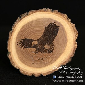 Gift for Dad Eagle Art Eagle Coaster Wildlife Art Lodge decor Cabin Decor Man Cave Decor bird of USA Art Wood Coasters by Nicole Heitzman