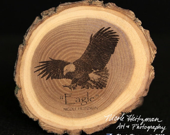 Gift for Dad Eagle Art Eagle Coaster Wildlife Art Lodge decor Cabin Decor Man Cave Decor bird of USA Art Wood Coasters by Nicole Heitzman