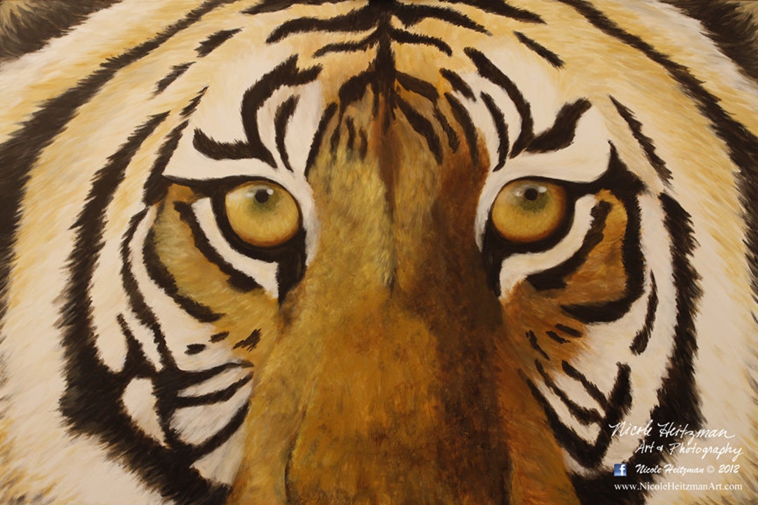 Tiger Art Print Tiger Eyes Tiger Painting Big Cat Art Canvas Print