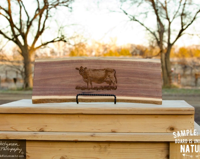 Jersey Cow Art Charcuterie Cutting Board engraved black walnut Grilling Gift for Dad kitchen Farm Cattle livestock Art Farmhouse Ranch Decor