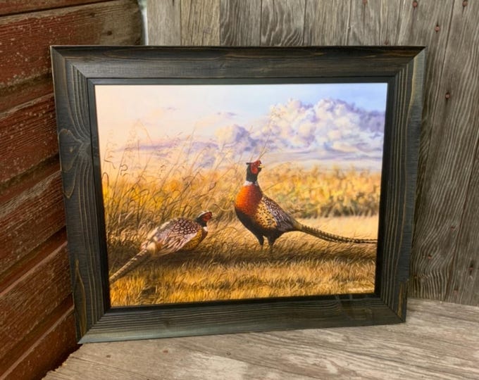 Heartland Ringnecks Pheasant Hunting Father's Day Gift Pheasant Art Painting Gift for men Dad hunter Ring-necked Pheasant Wildlife Art Print