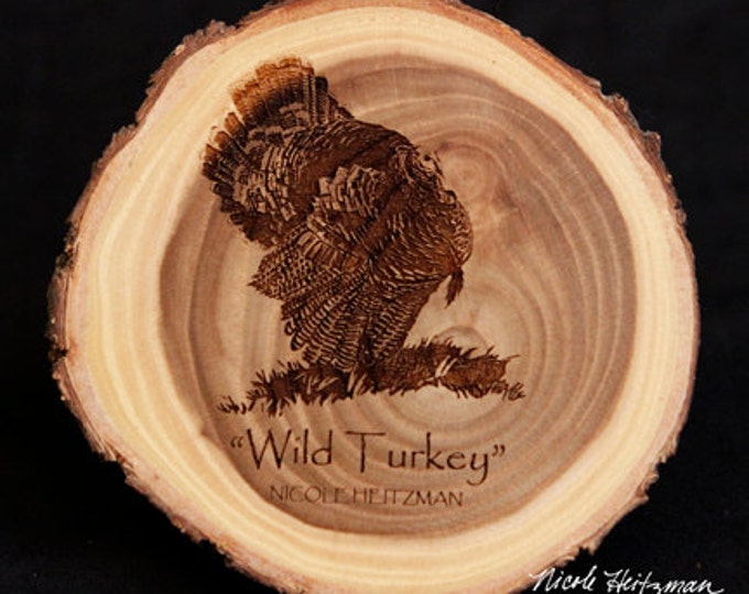 Turkey Art Turkey Coaster engraved Wood Art Father's Day Gift for Dad men hunter Lodge decor hunting Cabin Decor Man Cave art Wood Coasters