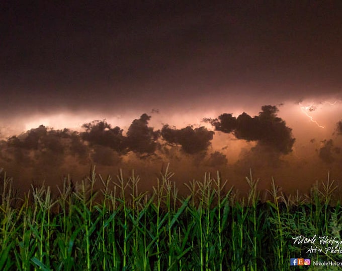 Farm Corn Field Photo lightning Storm Thunderstorm Photography Storm Photo South Dakota Photography Lightning Photography by Nicole Heitzman