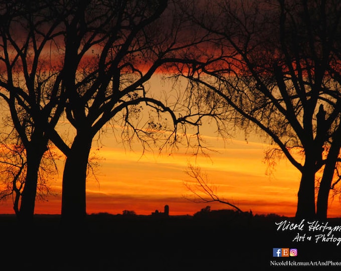 Farm Sunset Photography Father's Day Gift for Dad men Farm Scenery Country Decor Metal Print Photo South Dakota Sunset by Nicole Heitzman