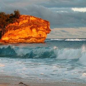 Hawaii Shipwreck Beach Cliff Kauai Beach Photography Ocean Scenery Beach Decor Teal decor Ocean Waves Photo Sand Photo by Nicole Heitzman