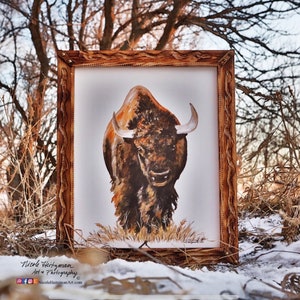 Buffalo portrait Painting Father&#39;s Day gift for dad men him Buffalo Print Bison Art Decor South Dakota Art Canvas print by Nicole Heitzman