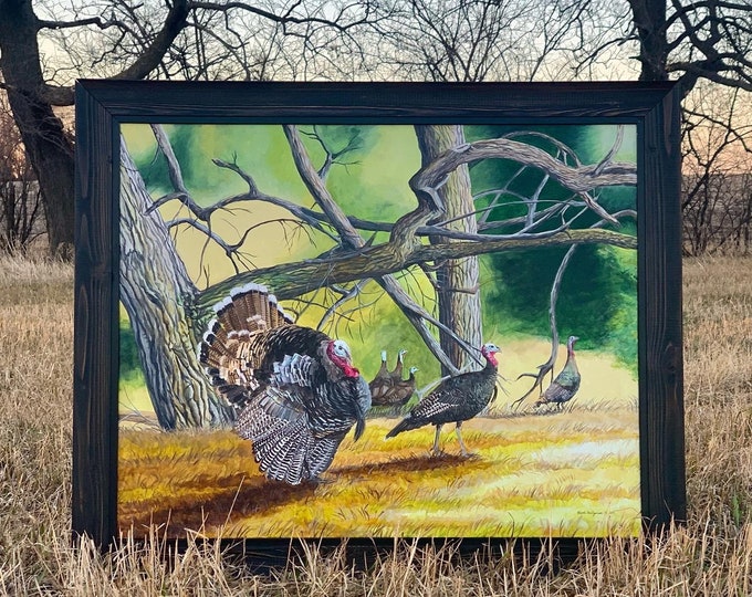 Cottonwood Gang Turkey Painting Father's Day Gift for men Turkey Hunting Art Turkey Print Limited Edition Canvas print by Nicole Heitzman