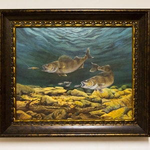 Father&#39;s Day Gift for men Walleye Print Fish Art Walleye Painting Walleye Art  Fishing Art Anticipated Catch Limited Edition Canvas print