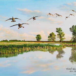 Mallard Majesty Duck Painting Gift for men Mallards Duck Art Duck Print Wildlife Art Waterfowl Print Canvas Giclee Print by Nicole Heitzman