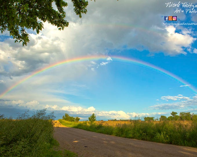 Rainbow and Thunderstorm Photography Storm Photo Gift for her South Dakota Cloudy Sky Scenic Photography HDR Metal Print by Nicole Heitzman