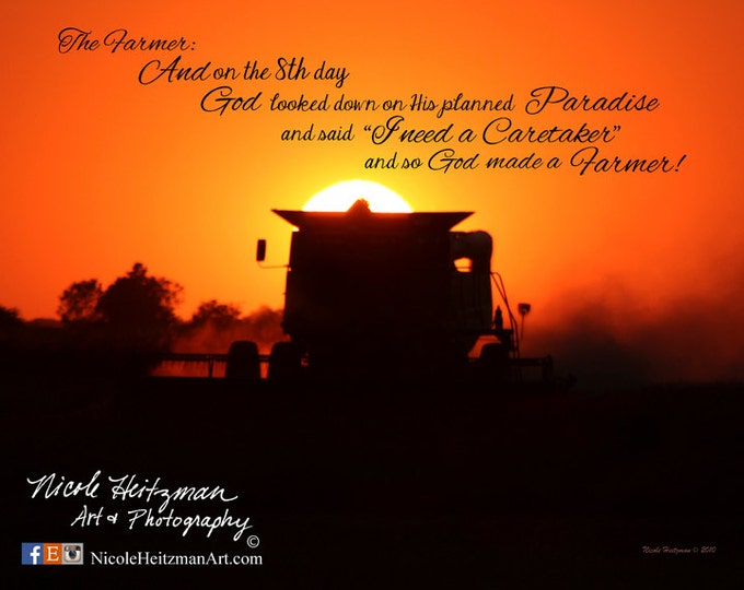 Father's Day Gift for men Harvest Farm print Farming Print Farm photography John Deere Combine The Farmer Gift for Dad Sunset Harvest photo