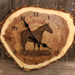 Horse clock Art Engraved Wood Clock Horse art Western art Father's Day gift for Dad men farmer rancher farming Art farmhouse decor ranch art