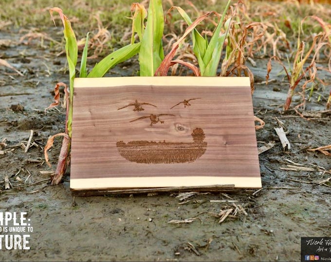 Mallard Art Black Walnut Charcuterie Cutting Board Father's Day Gift for men Dad Duck Hunting Art Lodge decor Cabin Man Cave Nicole Heitzman