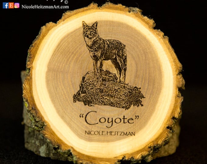 Christmas Gifts for men Dad Coyote coaster Wood Art Wooden Coaster Man Cave Decor Lodge Decor dog Coaster Wood Coasters by Nicole Heitzman