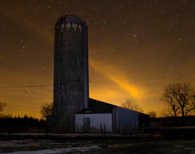 Stars and Farm scenery starry sky Astronomy Celestial Night silo photo gift for dad Metal Print South Dakota farming photography farmhouse