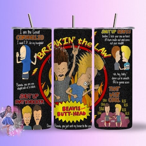 Beavis und Butthead 20 oz Edelstahl Becher mit Strohhalm und Deckel Cartoon Charakter Lustiges Geschenk Halloween