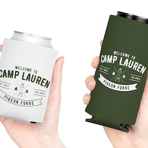 Camp Bachelorette Can Cooler, Camp Bach Decor, Glamping Bach Cup, Wild in The Woods, Mountain Bachelorette, Custom can Sleeve