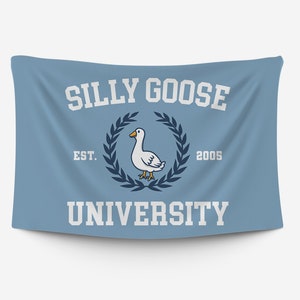 Silly Goose University Wall Tapestry, Dorm Decor For College Girls, College Tapestry, Funny Tapestry, Canada Goose