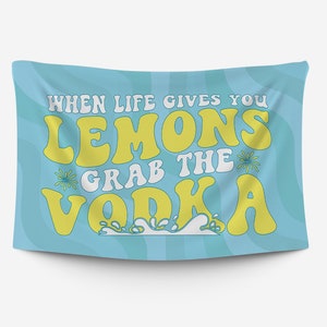Funny Tapestry, Blue Dorm Decor For College Girls, College Tapestry, Vodka Drinking Tapestry, Dorm Decor For Girls