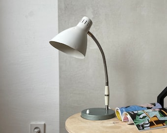 Mid Century Modern White Desk Lamp: Adjustable Industrial Metal Table Light