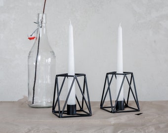 Black Metal Candlestick Holder Set: Scandinavian Table Decor
