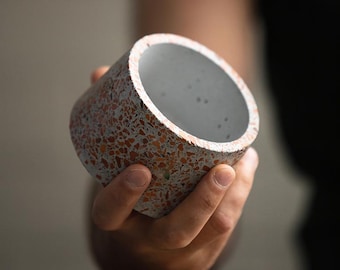 Handmade Terrazzo Concrete Planter: Minimalist Succulent Pot, Desk Organizer