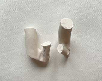 White Polymer Concrete Wall Hook: Japandi Style Coat Rack