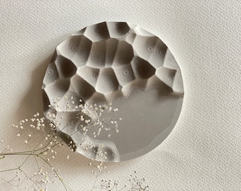 Concrete Jewelry Tray: Mountains Art Plate, Light Gray Nordic Craft