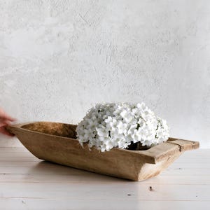 Wabi-Sabi Rustic Bread Bowl, Antique Wooden Dough Bowl, Large Hand Carved Trough, Primitive Farmhouse Centerpiece, Vintage wooden trough