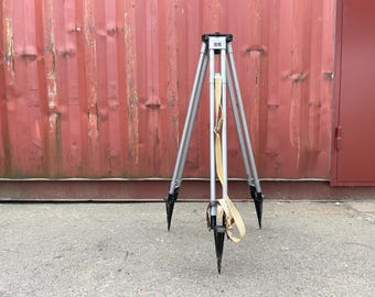 Vintage Soviet Tripod SHR-140 – Telescopic USSR Geodesic Stand – Industrial Steampunk Lamp Base – Aluminum Camera Survey Tripod, Lighting