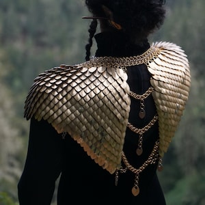 Madame Moth Scale Maille Wings of Protection, Chainmaille Body Armor Harness, Elegant Metal Cape