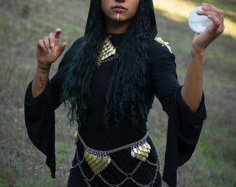 Theia Overskirt Chain Belt, Medieval Goddess Accessories, Oldworld Witches, Burning Man Festival