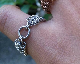 Chainmaille Ring With Center Detail, Gothic Moon Child, Elven Fantasy Priests, Witches Jewelry Box, Renaissance Festival Fashion