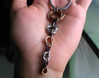 Mobius Knot key chain, Gothic Accessories, Everyday Witch Wear, Punk Grunge Key Gift, Bronze Steel