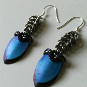 Titanium Mermaid Scale Earrings, Pastel Goth Jewelry Fashion, Mami Wata African Folk Tale, Festival Attire