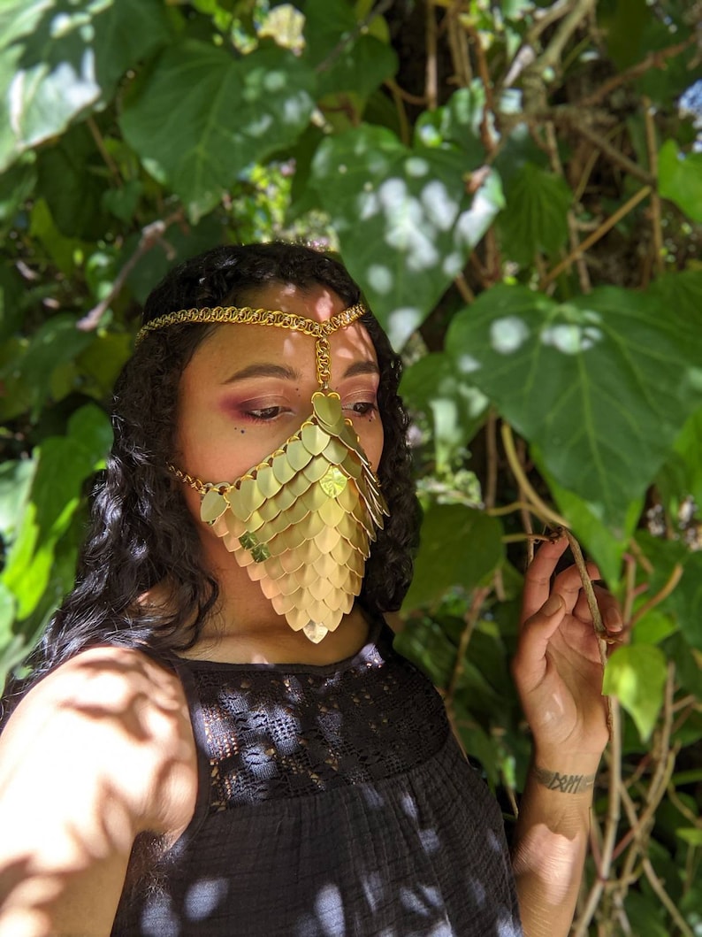 Scale Mail Face Mask, Flashy Elegant Covid Gear, Clad in Armor, Dragon ...