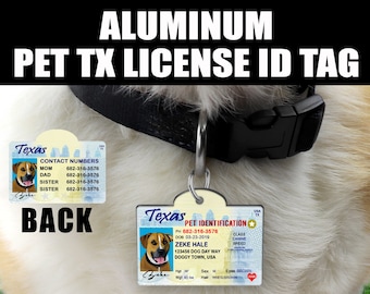Médaille d'identification personnalisée en aluminium pour animaux de compagnie Texas - Permis de conduire Mini Doggy Texas