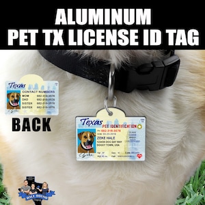 Gepersonaliseerde aluminium Pet Texas ID-tag - Mini Doggy Texas rijbewijs