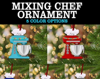 Ornement de Noël personnalisé de boulanger, cadeaux personnalisés de boulanger de nom, cadeau de Noël pour le chef cuisinier, décoration d'ornement de toque