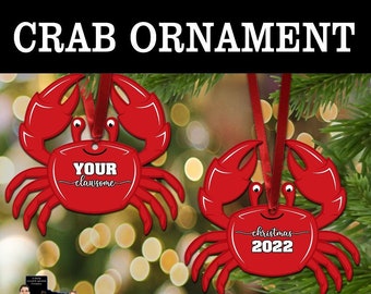 Ornement de Noël clawsome Crab | Décor nautique de plage personnalisé| Rembourrage de bas
