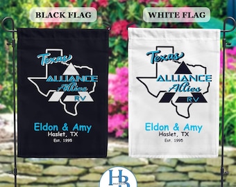 Texas Alliance RV Allies - Drapeau de jardin personnalisé double face en microfibre douce