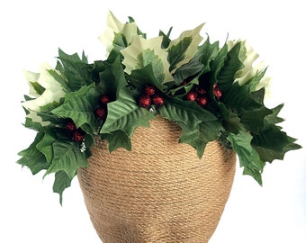 Christmas Floral Headband, Holly Leaf Headband, Glitter Berries, Christmas Headpiece, Winter Headband, Kids, Adults, Christmas Flower Crown