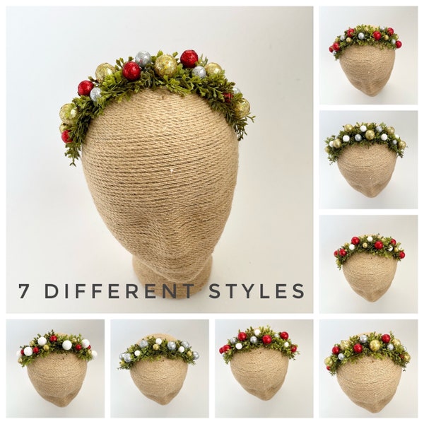 Christmas Glitter Ball Headband, Christmas Headpiece, Winter, New Years, Kids, Adults, Christmas Flower Crown, Holiday Headband, Christmas