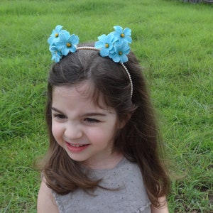 Cat Ears Headband, Kitty Ears Flower Crown, Cosplay, Costume Party, Toddler, Cat Headband, Kitty Ears Headband, Kitty Cat Flower Headband