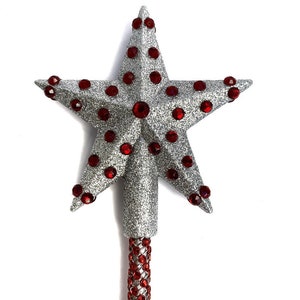 Última Varita de Estrella Brillante de Glinda Roja, Mango con Diamantes de Imitación Brillantes, Varita Mágica, Hada Madrina, Varita de Princesa, Cetro, Varita de Hada, Cosplay
