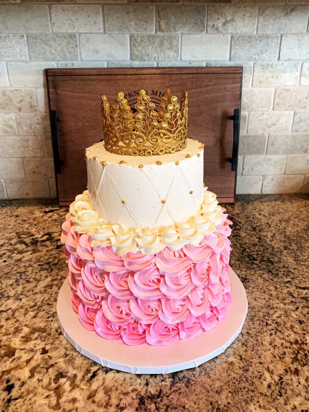 Topper Per Torta A Forma Di Corona Oro Rosa Con Cristalli – Diametro 11 Cm, Con 10 Perni, Per Matrimoni, Compleanni, Baby Shower