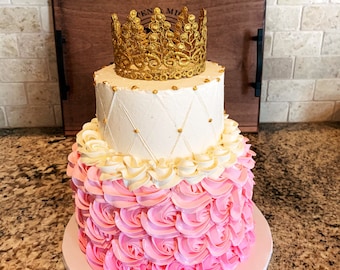 Crown Cake Topper, Princess Party, Gold Baby Crown, Tiara, Maternity, Birthday Cake Top, Cake Smash, Baby Shower Cake Topper, 1st Birthday